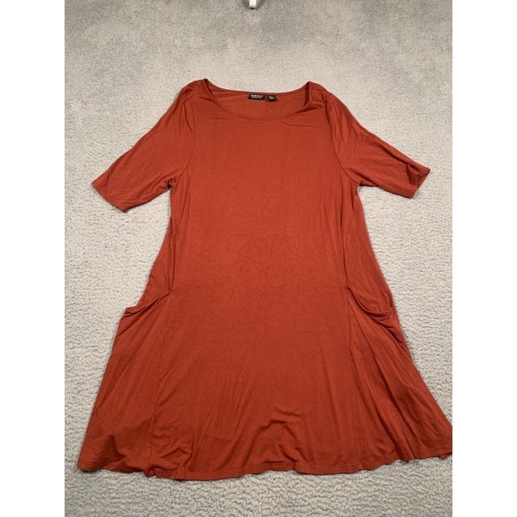 Jones New York T-Shirt Dress‎ Pockets Rust Red Oversized Comfy XL Laganlook - Picture 1 of 8